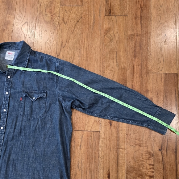 Levi's Western Dark Wash Denim Button Up Long Sleeve Shirt w/Pearl Snaps. 3XL - Picture 10 of 10